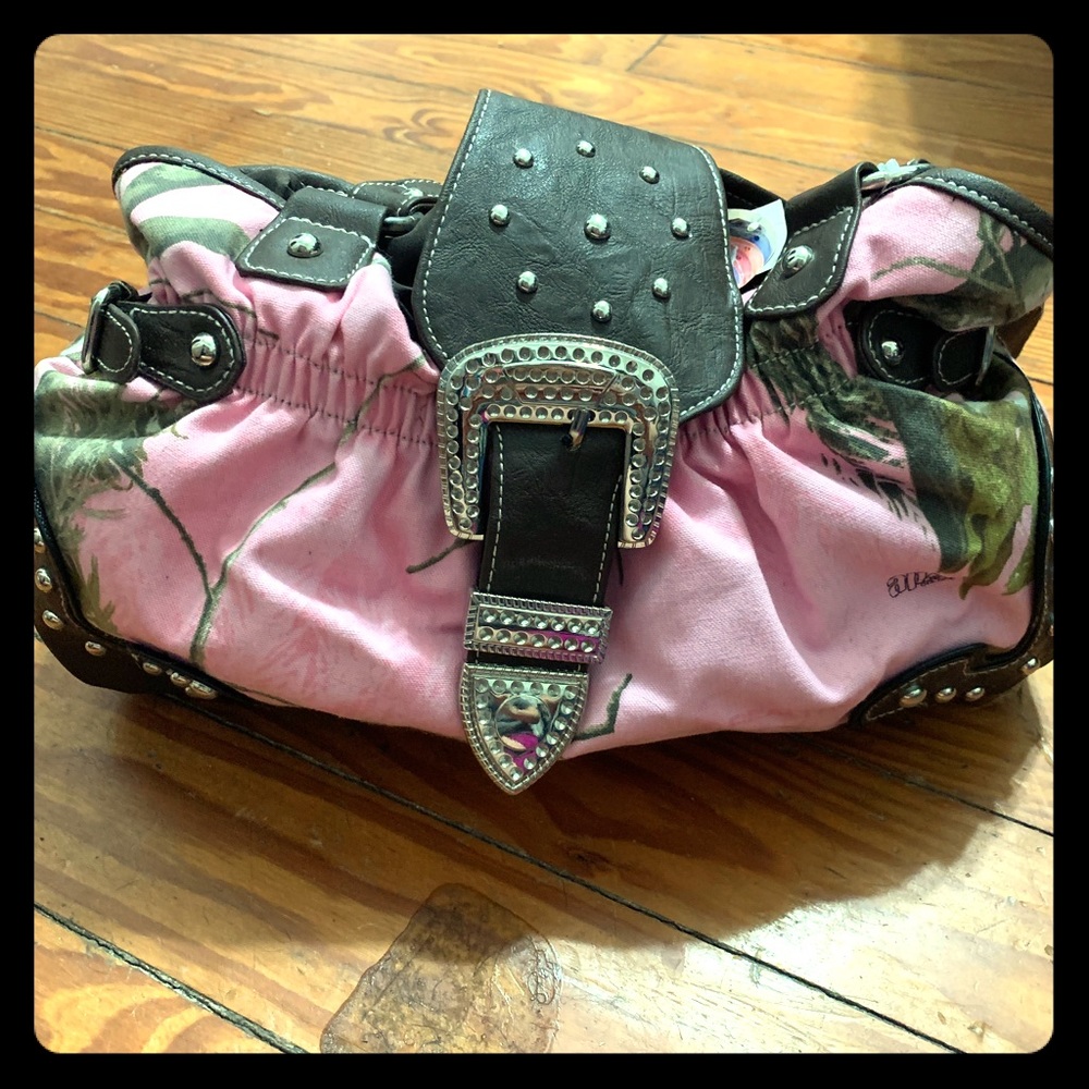 Pink Camo purse with bling